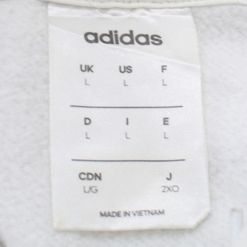 Adidas Men's White Pullover Hoodie L Classic Logo Sports Fleece
