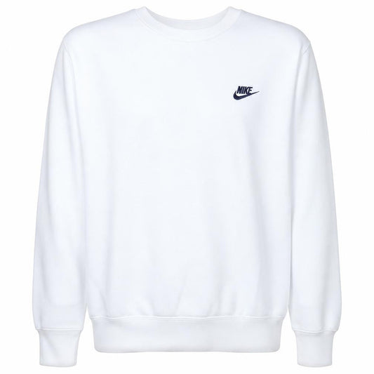 Nike Men's White Small Pullover Crew Neck Fleece Sweatshirt