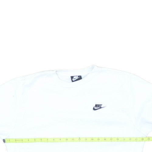 Nike Men's White Small Pullover Crew Neck Fleece Sweatshirt