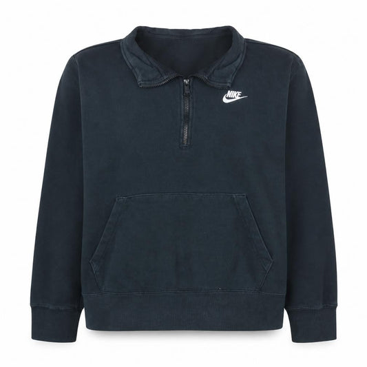 Nike Women Black 1X Pullover Half Zip Sweatshirt with Logo