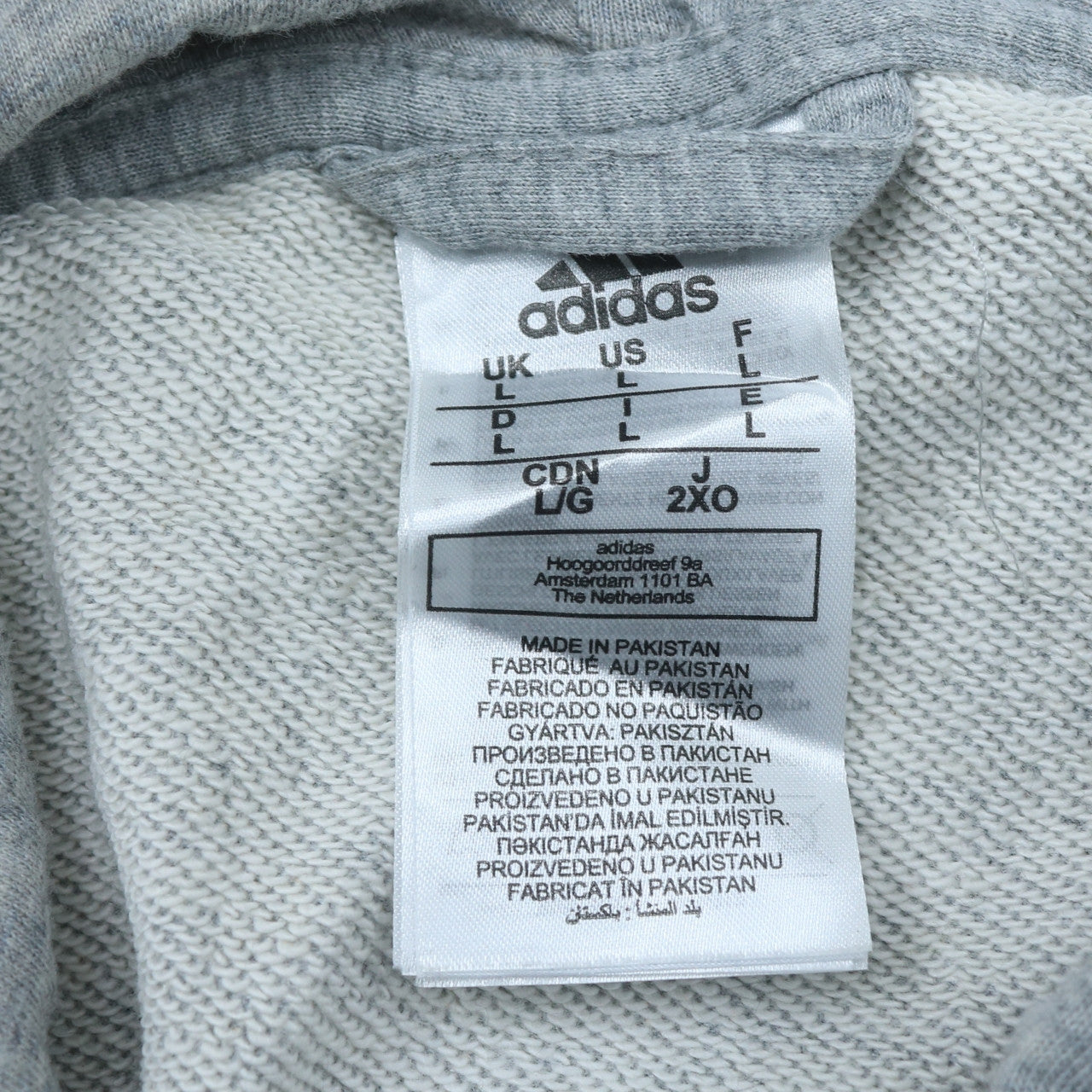 Adidas Men's Grey Full Zip Hoodie Size L Sportswear