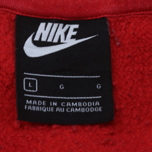 Nike Men's Red Pullover Hoodie L Logo Fleece Sportswear