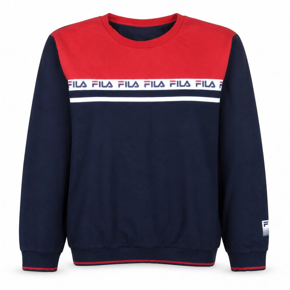 Fila Womens Navy Red Crew Neck Pullover Sweatshirt XL