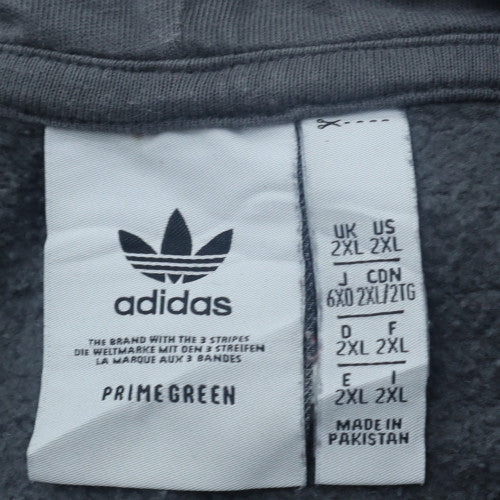Adidas Men’s Grey Pullover Hoodie 2XL Regular Fit Fleece Sweatshirt
