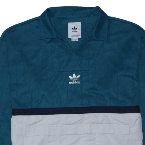 Adidas Men's Blue Collared Pullover Sweatshirt M Retro Sports Style