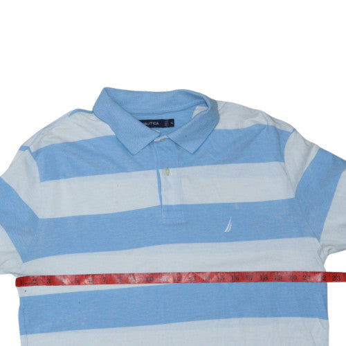 Nautica Men's Blue White Striped Slim Fit Cotton Polo Shirt XL