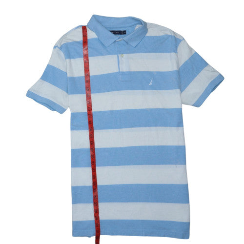 Nautica Men's Blue White Striped Slim Fit Cotton Polo Shirt XL