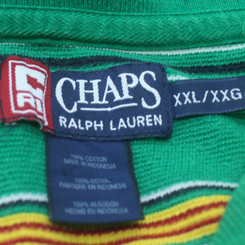 Chaps Ralph Lauren Mens Green Striped Polo Shirt Size 2XL