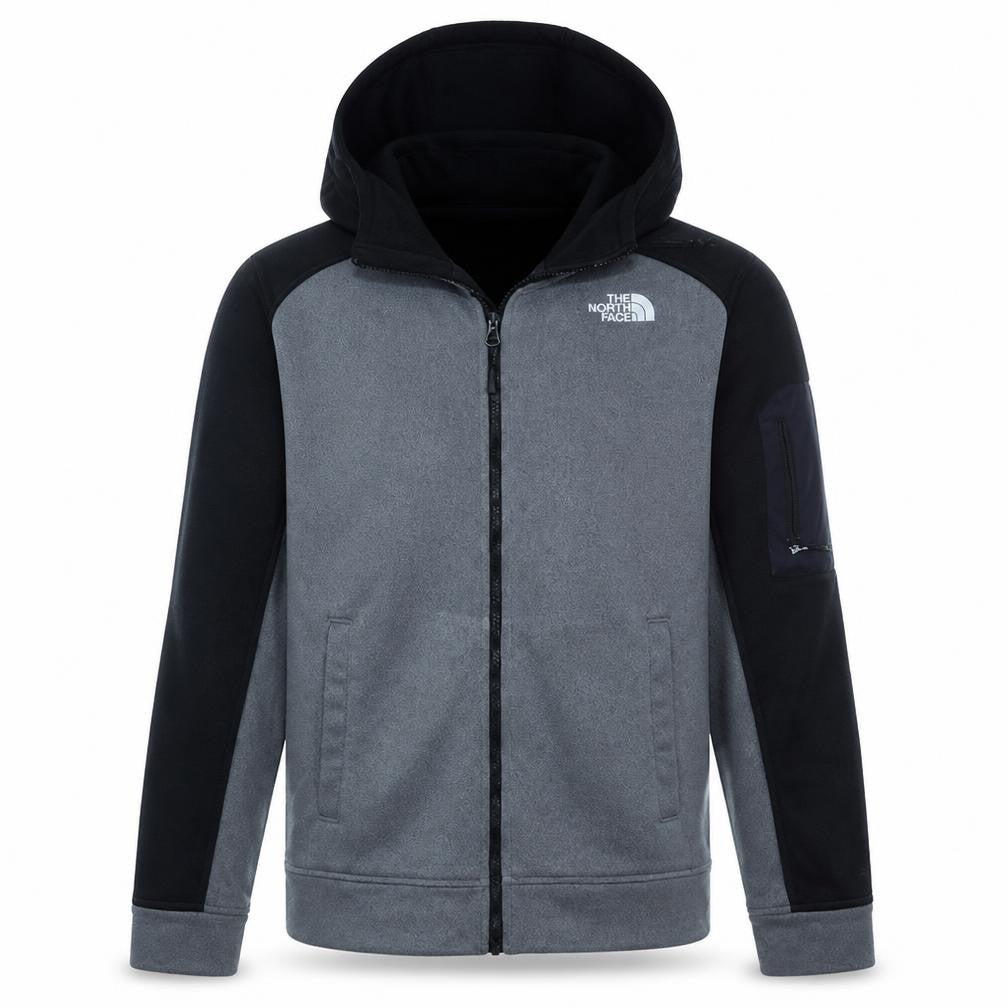 The North Face Men Grey Full Zip Hoodie Fleece Jacket M