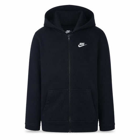 Nike Boys Black Full Zip Hoodie XL 158-170cm Fleece Lined Casual Top