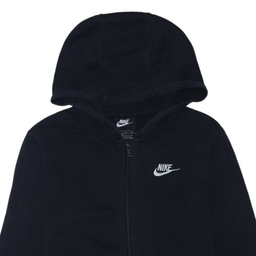 Nike Boys Black Full Zip Hoodie XL 158-170cm Fleece Lined Casual Top