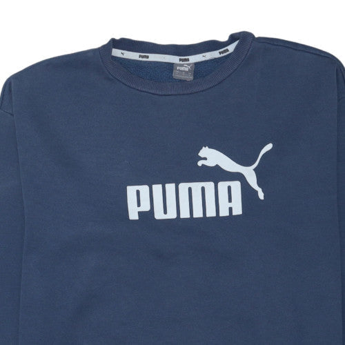 Puma Womens Navy Blue Logo Crew Neck Sweatshirt Size L