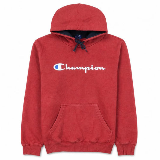 Champion Men's Red Pullover Hoodie Medium Fleece Sweatshirt
