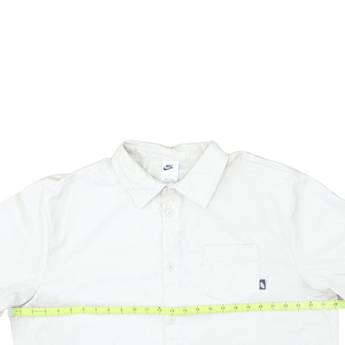 Nike Men's White Cotton Short Sleeve Button-Up Shirt Size L