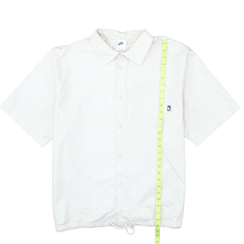 Nike Men's White Cotton Short Sleeve Button-Up Shirt Size L