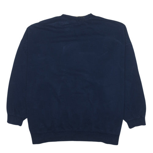 Nike Women's Navy Blue Pullover Sweatshirt L Athletic Logo Cotton Blend