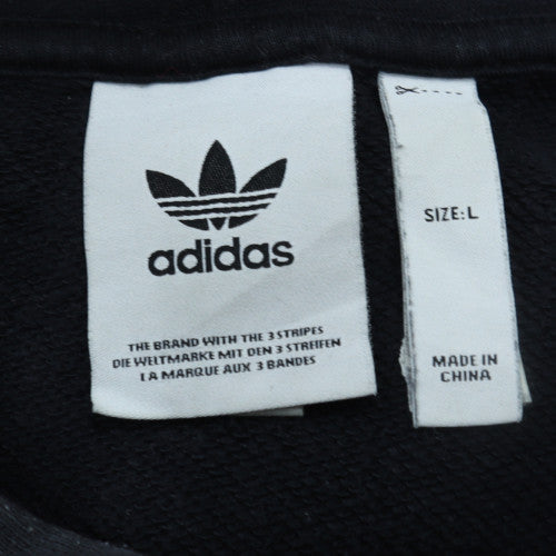 Adidas Men's Black Pullover Hoodie L Logo Sports Cotton