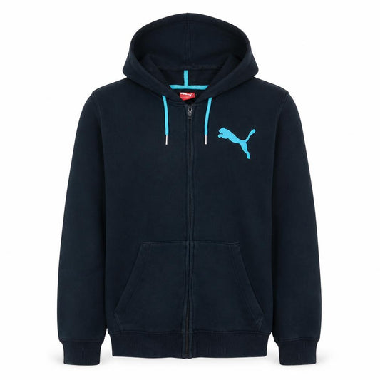 Puma Men’s Blue Full Zip Hoodie Size L Sportswear Fleece