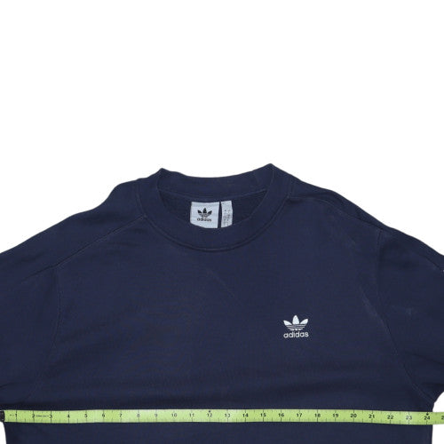 Adidas Men's Navy Blue Crew Neck Sweatshirt L Logo Graphics Cotton Blend