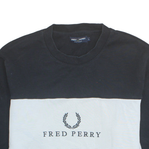 Fred Perry Men's Black Large Crew Neck Pullover Sweatshirt