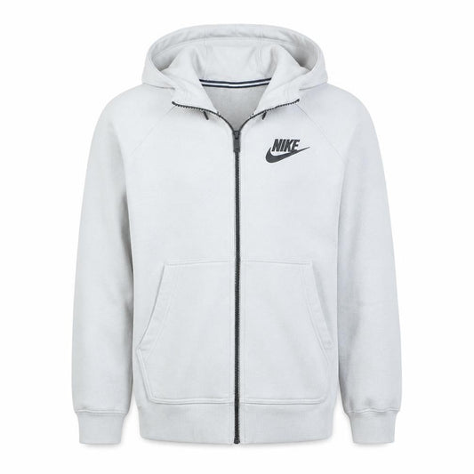 Nike Men's White Full Zip Fleece Hoodie M Regular Winter Sportswear