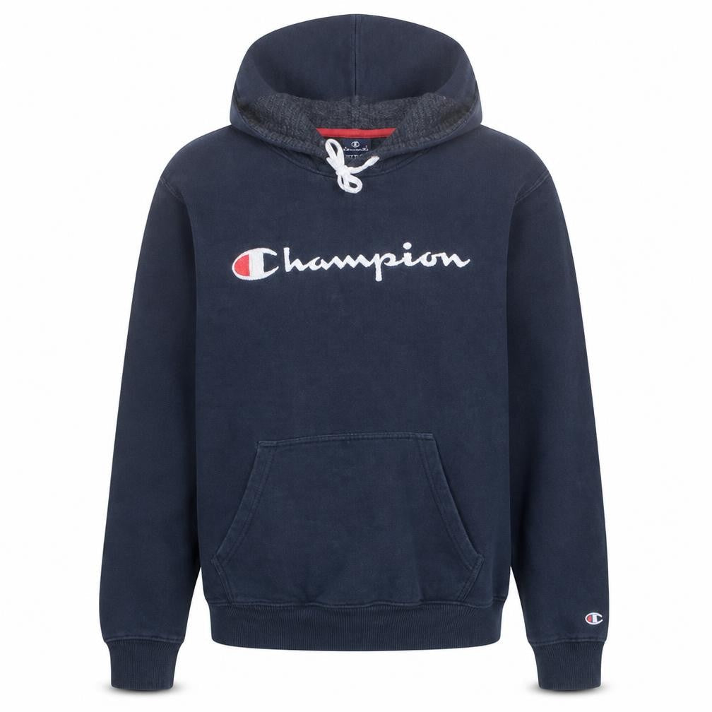 Champion Men's Blue Pullover Hoodie Medium Fleece Logo Sweatshirt