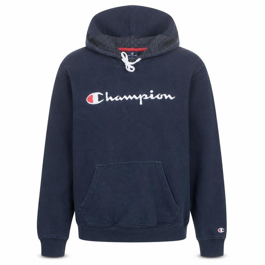 Champion Men's Blue Pullover Hoodie Medium Fleece Logo Sweatshirt