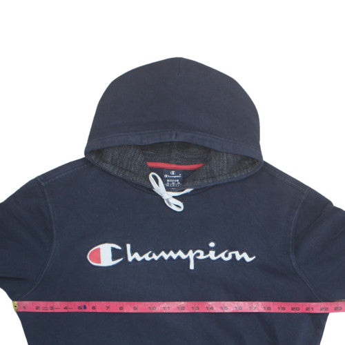 Champion Men's Blue Pullover Hoodie Medium Fleece Logo Sweatshirt