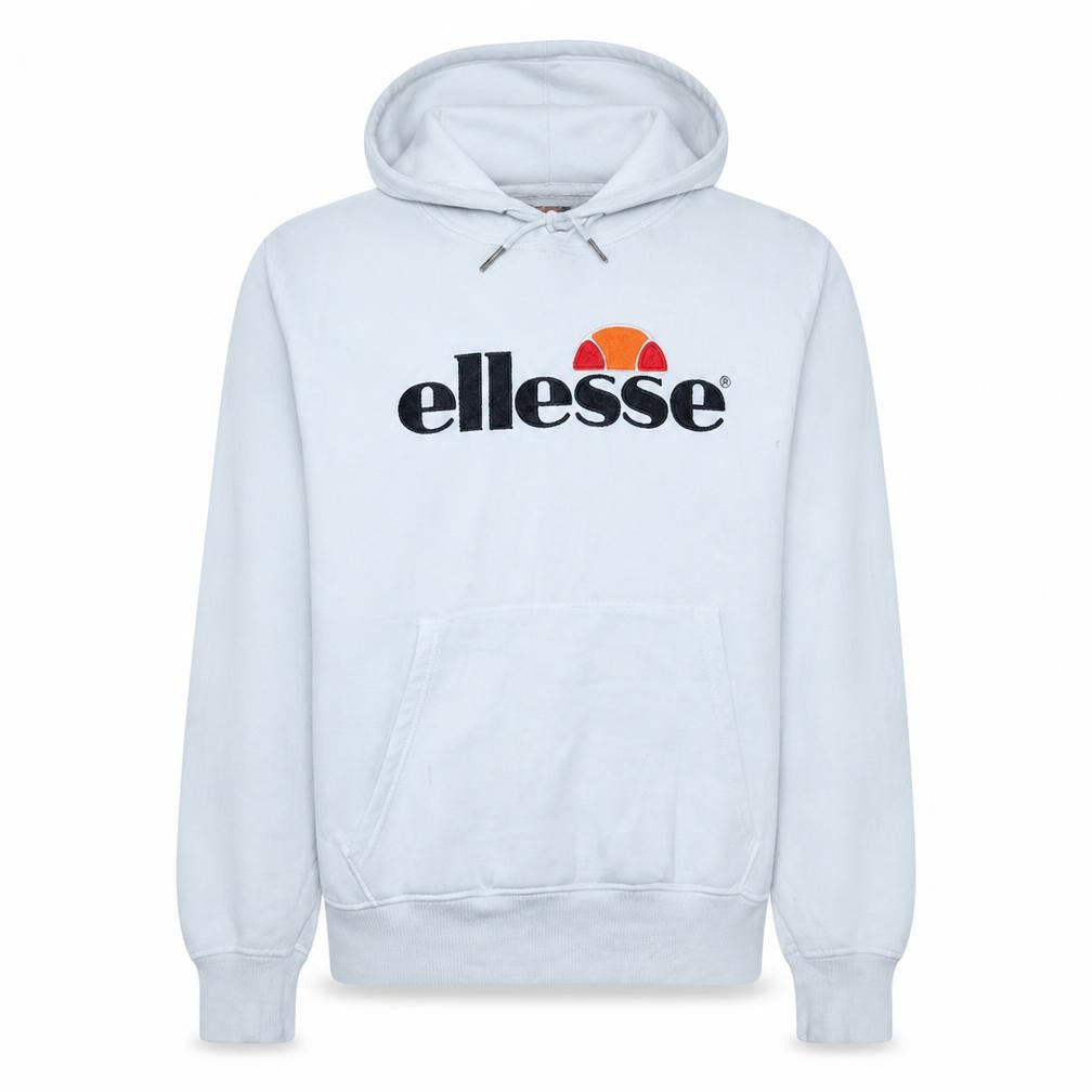 Ellesse Men’s White XL Pullover Hoodie with Logo Graphic Fleece