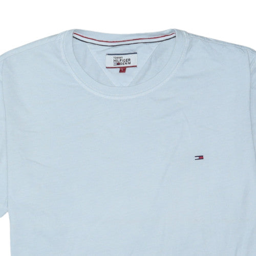 Tommy Hilfiger Denim Men's Light Blue Crew Neck Cotton T-Shirt L
