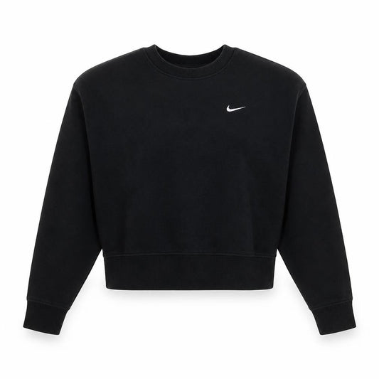 Nike Women Black Crew Neck Pullover Sweatshirt M Cotton Blend