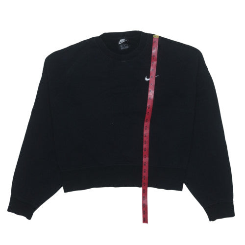 Nike Women Black Crew Neck Pullover Sweatshirt M Cotton Blend