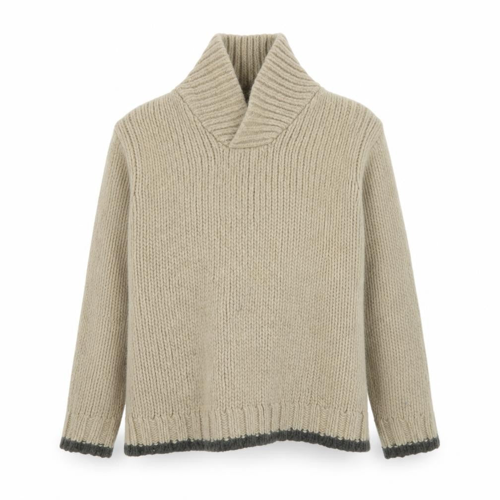 Next Men Beige Wool Roll Neck Chunky Knit Pullover Jumper Size M