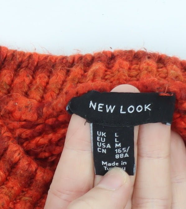 New Look Women’s Red Chunky-Knit Pullover Jumper Size L