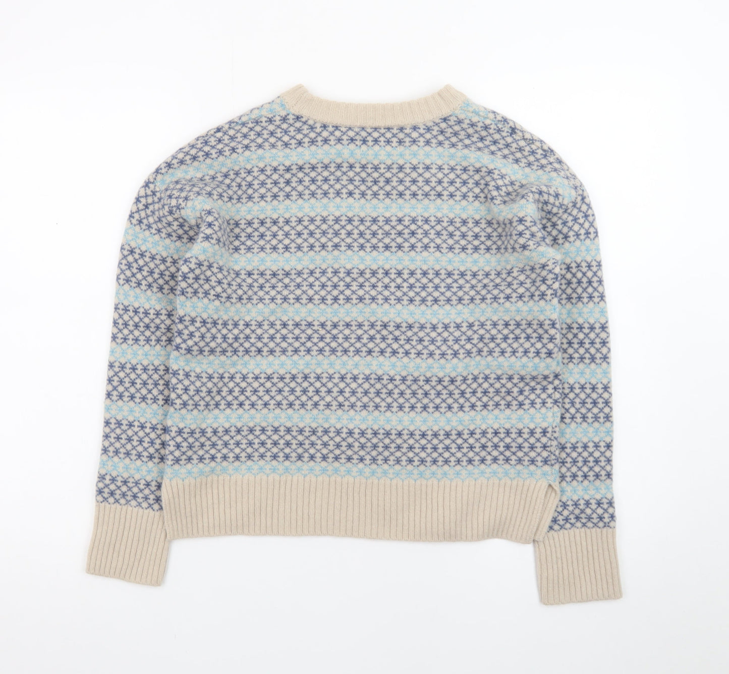Beaufort & Blake Women's Blue Fair Isle Wool Blend Jumper XS
