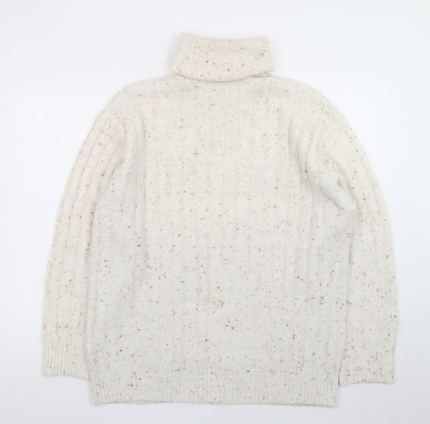 MNG Women’s Ivory Wool Roll Neck Jumper Size S Long Sleeve