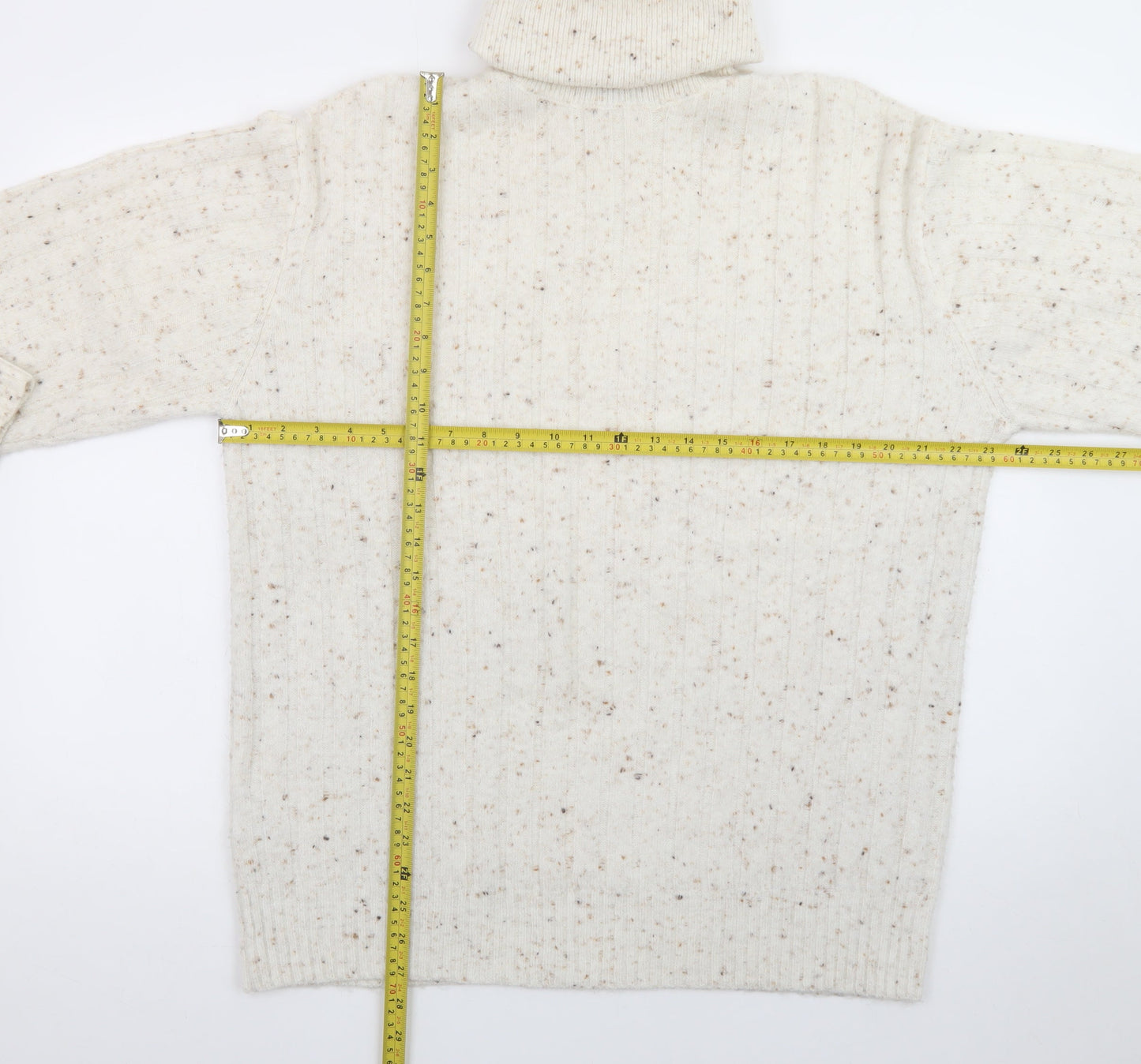 MNG Women’s Ivory Wool Roll Neck Jumper Size S Long Sleeve
