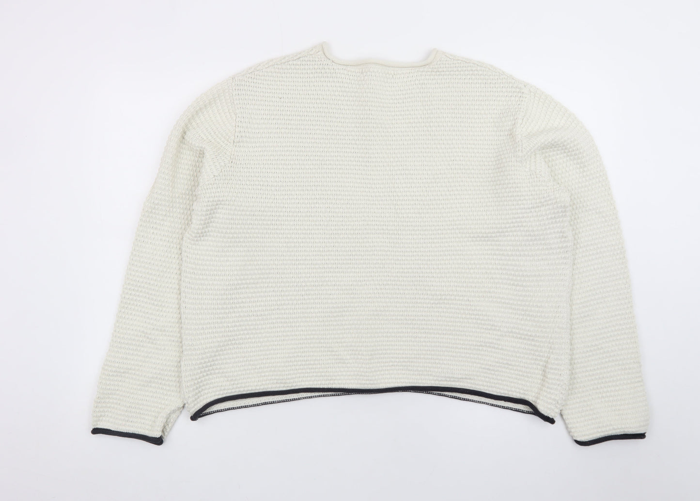 Marks and Spencer Women Ivory Waffle Knit Cotton Jumper L
