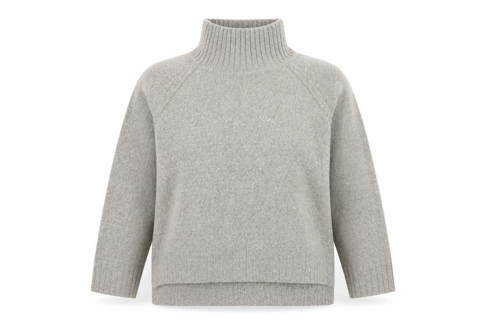 H&M Women Grey Roll Neck Wool Blend Chunky Knit Jumper Size 12