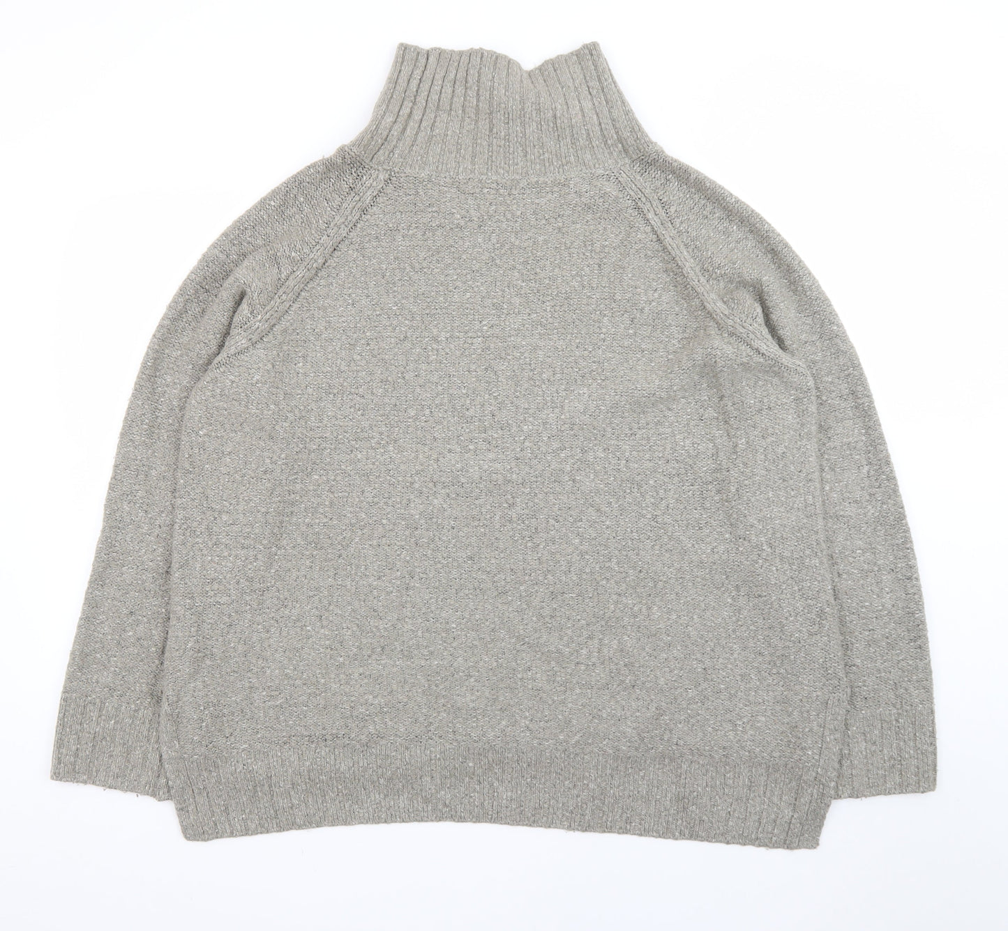 H&M Women Grey Roll Neck Wool Blend Chunky Knit Jumper Size 12