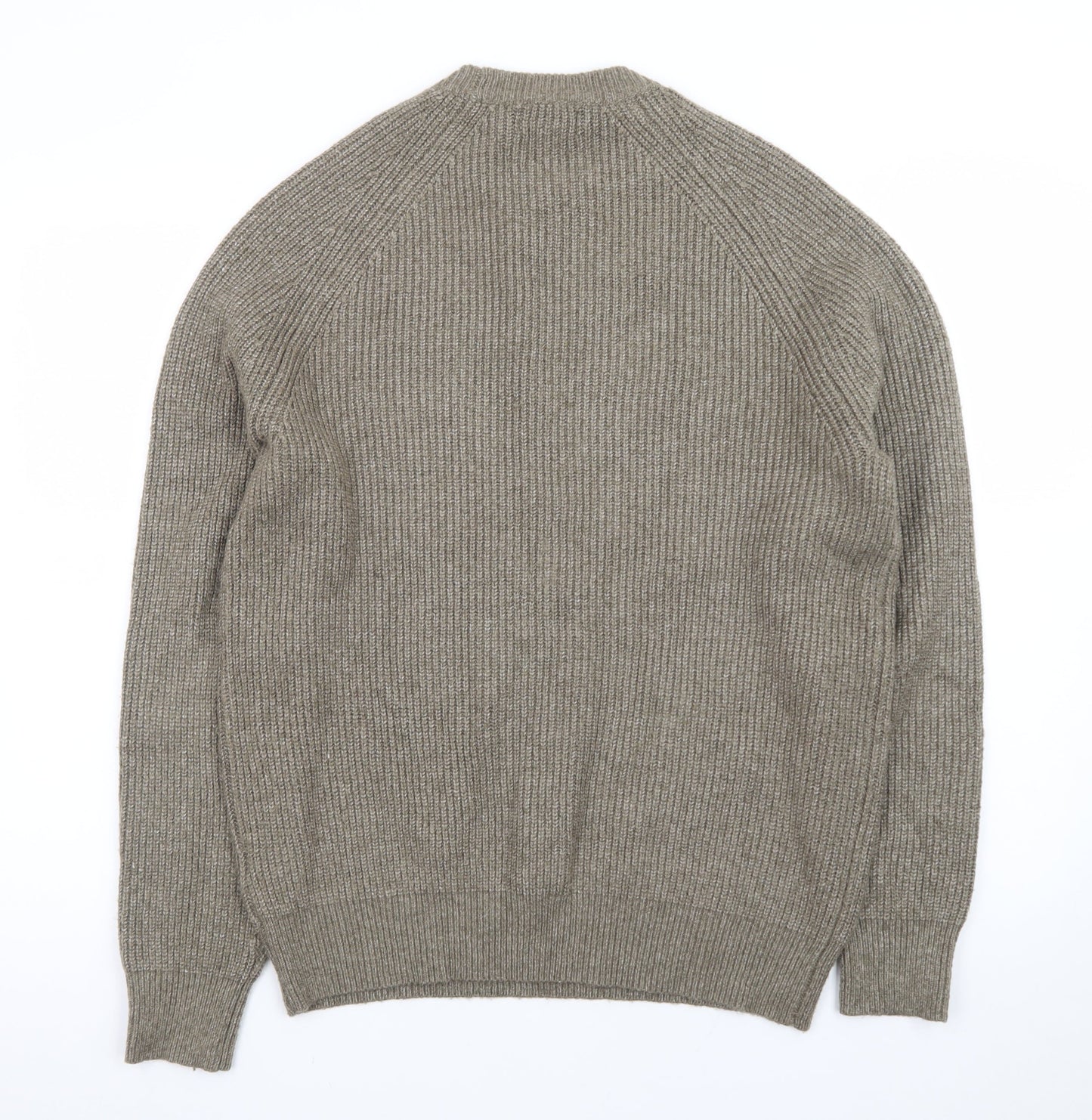 Next Men's Brown Rib-Knit Crew Neck Pullover Jumper Size M