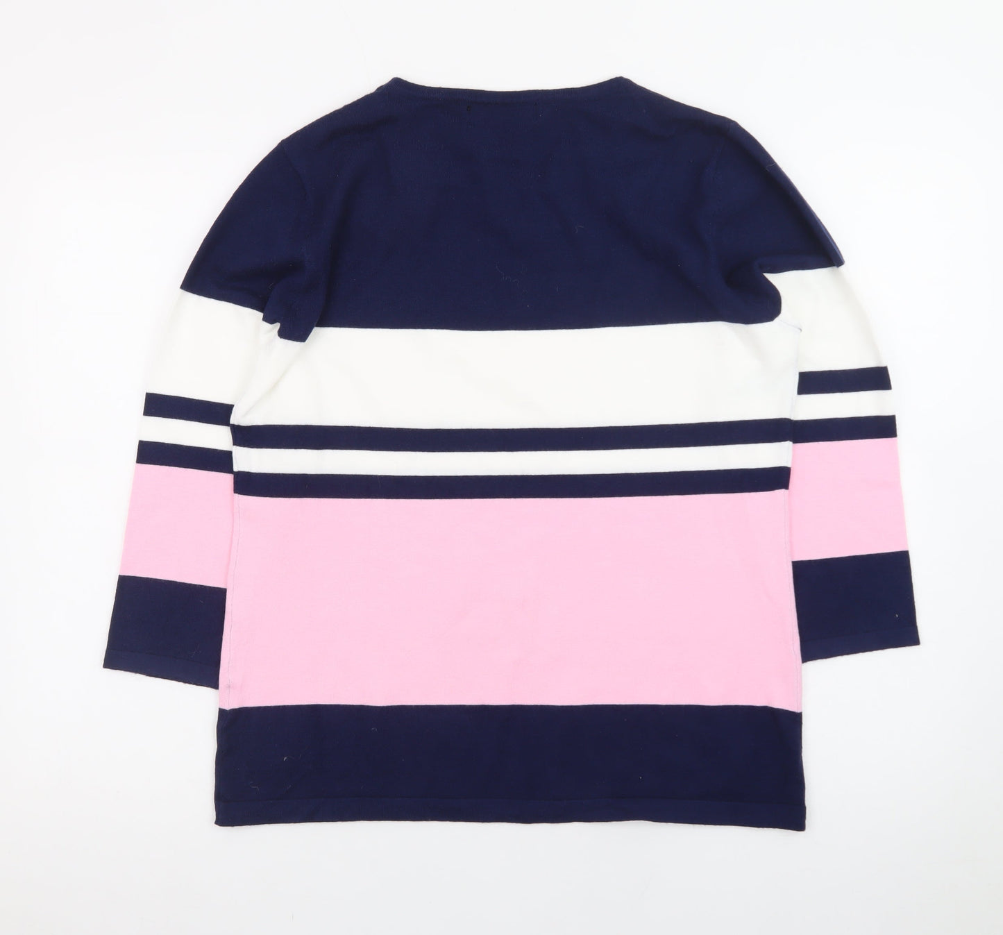 Just Elegance Women’s Multicoloured Striped 3/4 Sleeve Pullover Jumper L