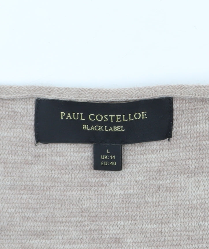 Paul Costelloe Women Beige Grey Navy Colour Block Long Cardigan UK 14