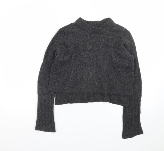 AllSaints Womens Grey Wool Blend High Neck Pullover Jumper XS