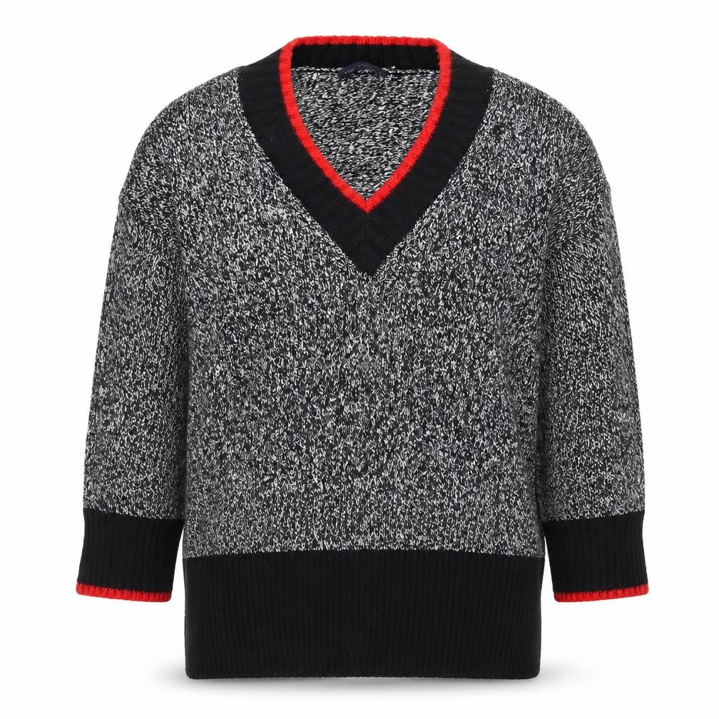 Marks & Spencer Womens Grey V-Neck Chunky Knit Pullover Jumper Size L