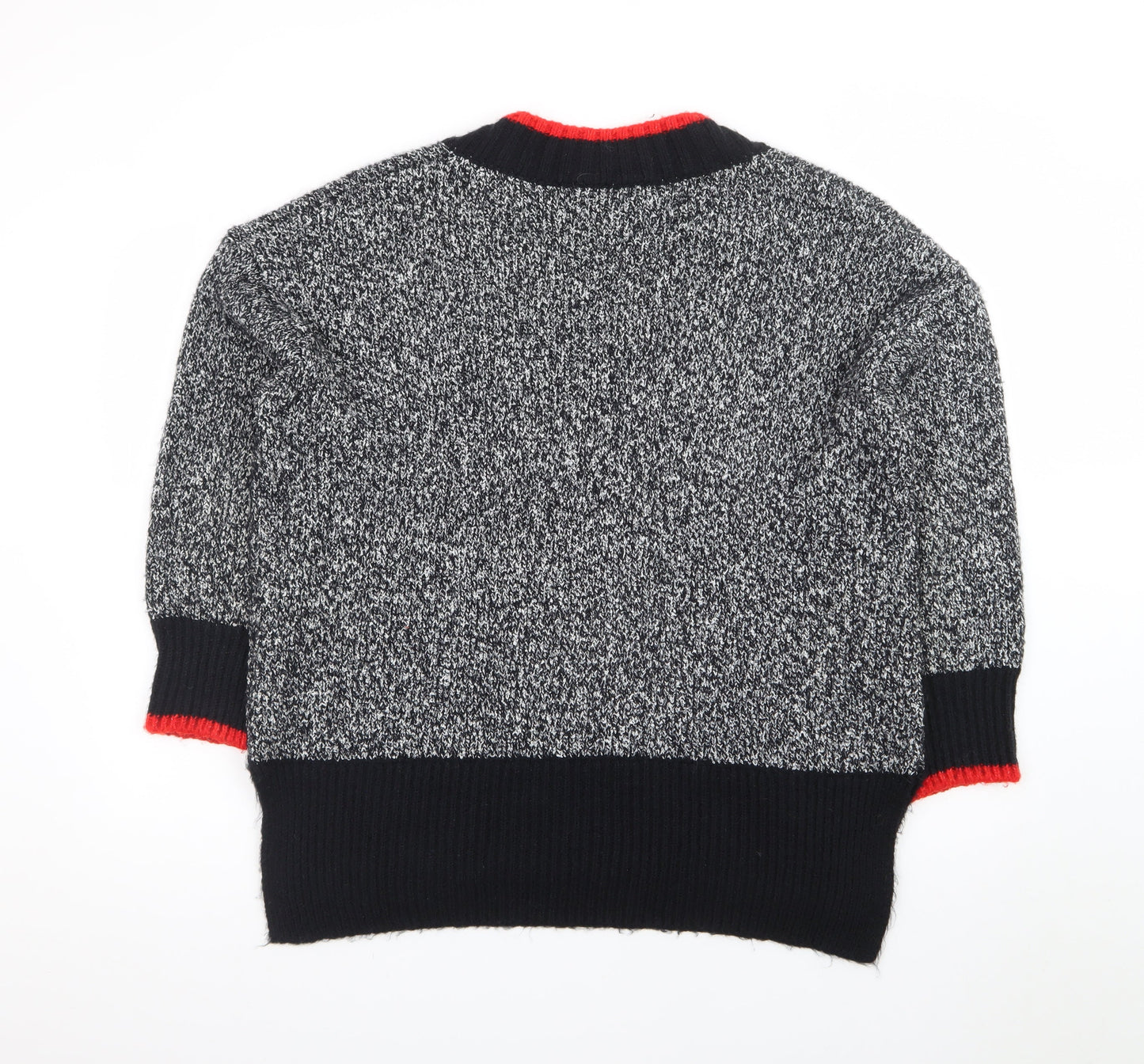 Marks and Spencer Womens Grey V-Neck Chunky Knit Pullover Jumper Size L