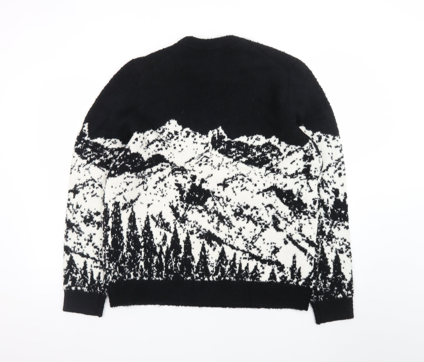 Marks and Spencer Men's Black Nature Print Wool Jumper Size L