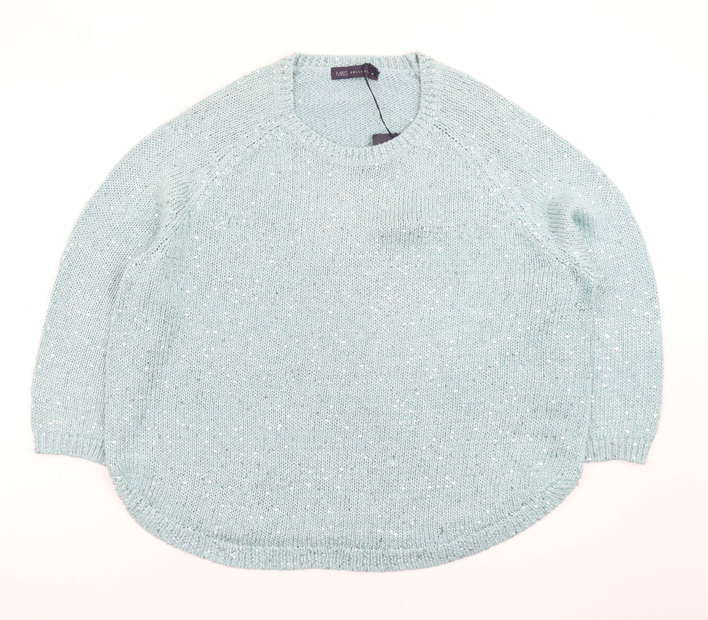 Marks and Spencer Women Blue Sequin Knit Pullover Jumper UK 18