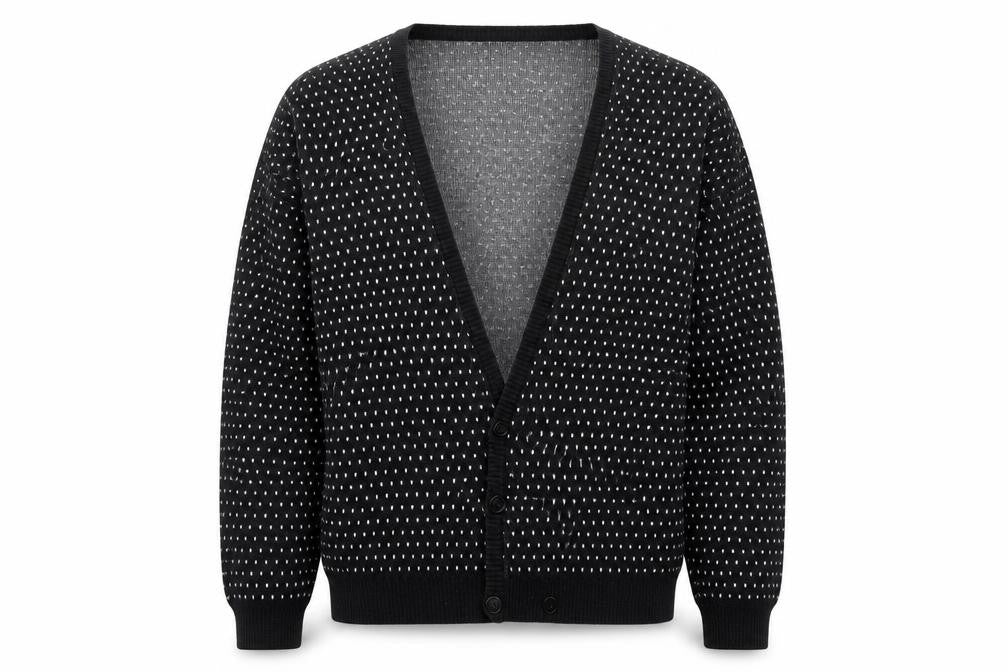 Front view of Topman Men's Black 2XL Classic Knit Button Cardigan