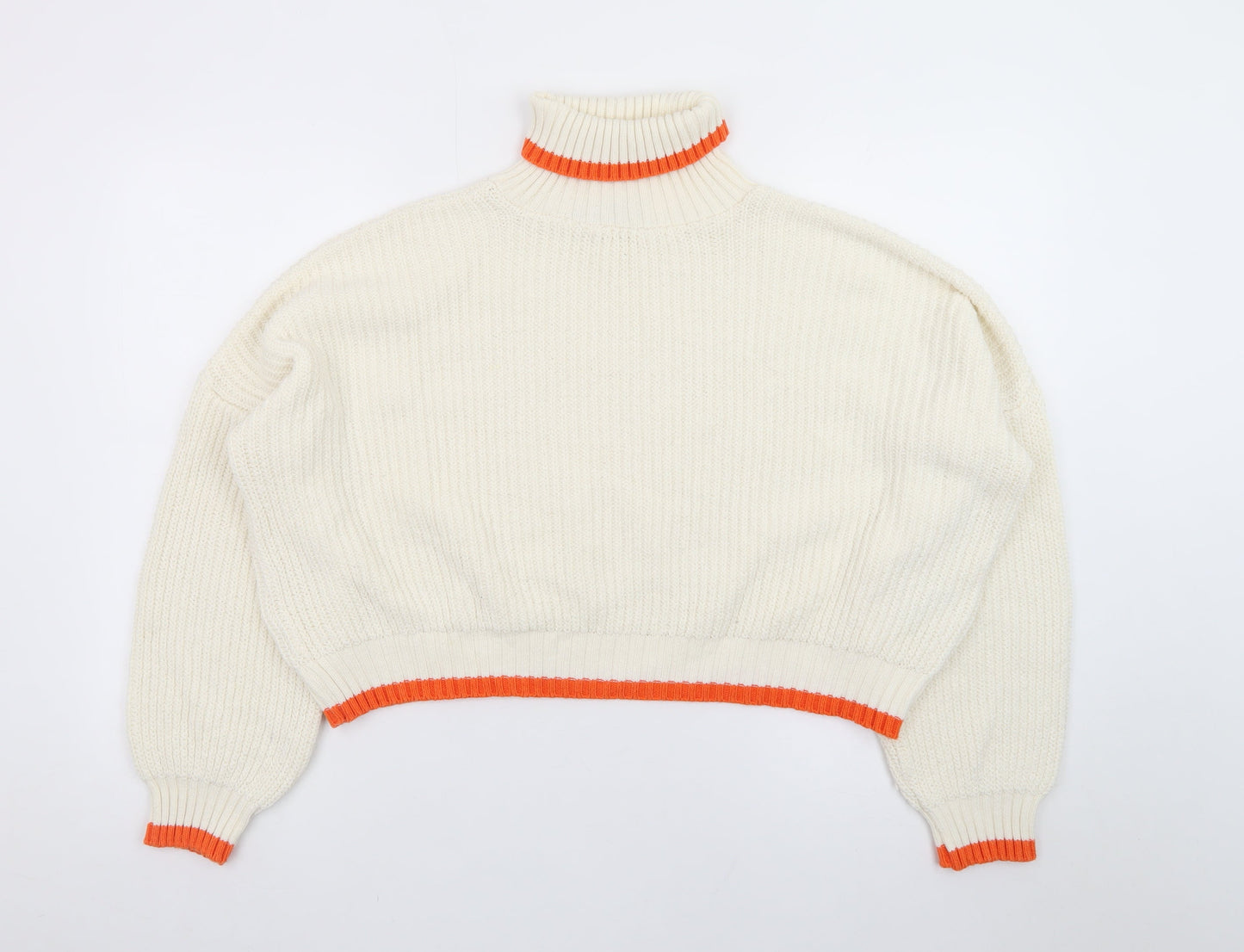 ASOS Women Ivory Roll Neck Chunky Knit Jumper Size 10